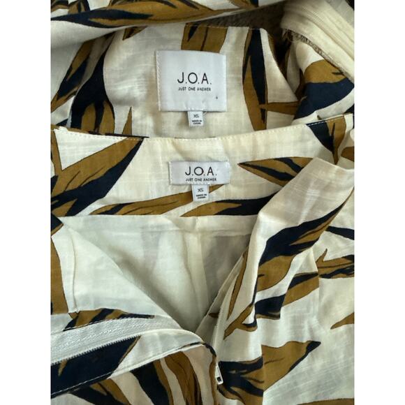 J.O.A Tropical Palm Print Cotton Crop Top & High-Waisted Ankle Pant Set Size XS - Picture 10 of 10
